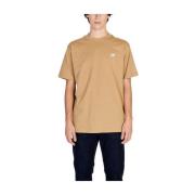 Beige Katoenen Heren T-shirt Lente/Zomer Collectie New Balance , Beige...