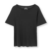 Eenvoudig Zwart Tencel T-Shirt Mads Nørgaard , Black , Dames