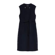 Blauwe Wollen Mouwloze Lange Jas Max Mara Weekend , Blue , Dames