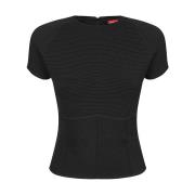 Zwarte rekbare top in viscosemix Staud , Black , Dames