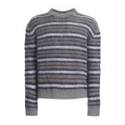 Gestreepte Mohair Crew-Neck Trui Marni , Gray , Heren