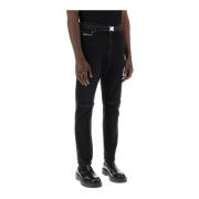 Slim fit jeans met riem en ritsen Sacai , Black , Heren