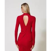 Geribbeld Rood Coltrui Trui Twinset , Red , Dames