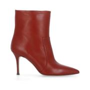 Bordeaux Leren Enkellaarsjes Pijl Teen The Seller , Red , Dames