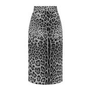 Zijden rok met dierenprint Dolce & Gabbana , Gray , Dames