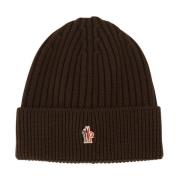 Bruine Wol Grenoble Beanie Hoed Moncler , Brown , Heren