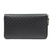 Heren Zwart Lederen Bifold Portemonnee Gucci , Black , Unisex