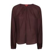 Bordeaux Zijden Pofmouw Top Staud , Brown , Dames