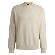 Crewneck Sweatshirt French Terry Fleece Logo Hugo Boss , Beige , Heren