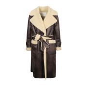 Omkeerbare Eco Shearling Polyester Jas Bruin OOF Wear , Brown , Dames