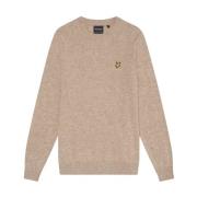 Taupe Lambswool Blend Crew Neck Sweater Lyle & Scott , Beige , Heren