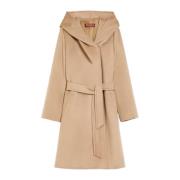 Korte Kamelenwollen Jas met Capuchon Max Mara Studio , Brown , Dames