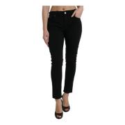 Zwarte Skinny Denim Jeans met Logo Dolce & Gabbana , Black , Dames