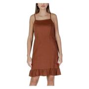 Linnen Viscose Jurk voor Dames Lente/Zomer b.young , Brown , Dames