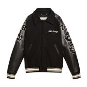 Zwart/Beige Bomber College Jack Leren Mouwen Golden Goose , Black , He...