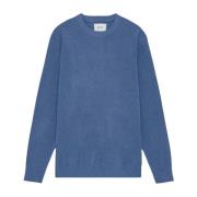 Mode Crewneck Sweater met Ribdetails Nn07 , Blue , Heren