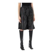 Leren Bermuda Shorts met Gerimpelde Tailleband Jil Sander , Black , Da...