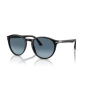 Zwart Blauw Verloop Zonnebril Ronde Stijl Persol , Black , Heren