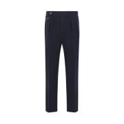 Blauwe Katoenen Gabardine Broek Brunello Cucinelli , Blue , Heren