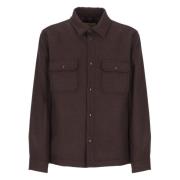 Paarse Gewatteerde Overshirt met Kraag Woolrich , Purple , Heren