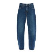 Barrel Cut Denim Jeans Frame , Blue , Dames