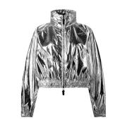 Alicia Keys Windbreaker Jas Zilver Logo Moncler , Gray , Dames