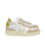 Witte Leren Sneakers met Geel Logo Veja , White , Dames