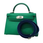 Pre-owned Leather handbags Hermès Vintage , Green , Dames