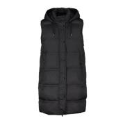 Lang gewatteerd vest met rits en capuchon Kocca , Black , Dames