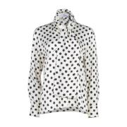 Satin overhemd met polka dot sjaalkraag Msgm , Beige , Dames