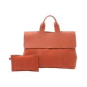 Pre-owned Canvas handbags Hermès Vintage , Orange , Dames