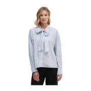 Gestreepte Hemelsblauwe Blouse met Strik Pepe Jeans , Blue , Dames