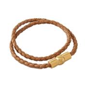 Iris Dubbel Leren Armband, Teak Mulberry , Brown , Dames