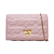 Roze Schoudertas met Gouden Details Love Moschino , Pink , Dames