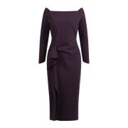 Paarse Jersey Midi Jurk met Ruche Chiara Boni , Purple , Dames