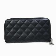 Pre-owned Leather wallets Chanel Vintage , Black , Dames