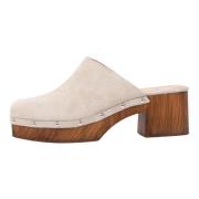 Veloursuede Offwhite Klompen Copenhagen Shoes , Gray , Dames