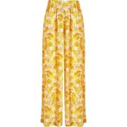 Wijde Tahiti Bloemen Viscose Broek voor Dames Vilebrequin , Yellow , D...