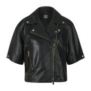 Stoere Leren Bikerjas Riani , Black , Dames