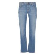 Blauwe Katoenen Jeans met Logopatch Jacob Cohën , Blue , Heren