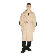 Twill Trenchcoat met brede kraag Mugler , Beige , Heren