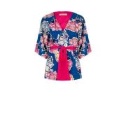 Bloemige Kimono Stijl Jas met Riem Rinascimento , Multicolor , Dames