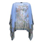 Blauwe Paisley Print Zijden Top Etro , Multicolor , Dames