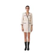 Crème Gekruiste Jurk met Chanel Details Suncoo , White , Dames