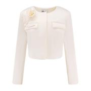 Satin Blazer met 3D Bloem Self Portrait , Beige , Dames