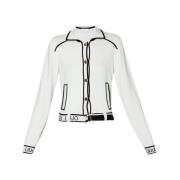 Gebreide cardigan van zijdeblend met jacquardmanchetten Liu Jo , White...