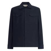 Navy Blauwe Twill Overhemd Marni , Black , Heren