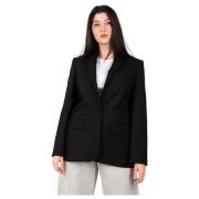 Zwarte Blazer met split en strik Roberto Collina , Black , Dames