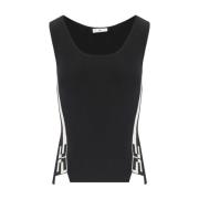 Zwarte Gebreide Logo Band Top Elisabetta Franchi , Black , Dames