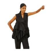 Zwart Ruches Vest Souvenir , Black , Dames